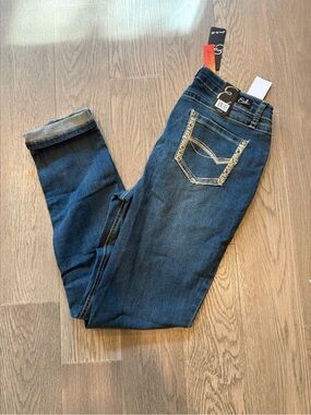 Earl Jeans Dark Indigo Skinny Jeans with Embroidered Back Pocket